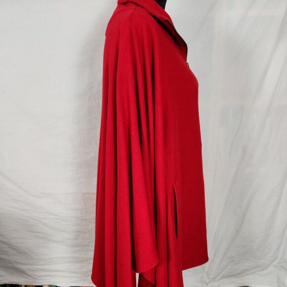 ST JOHNS BAY Wool Blend Cape 1/4 Zip Poncho Sweater One Size Red Pockets - Picture 6 of 11